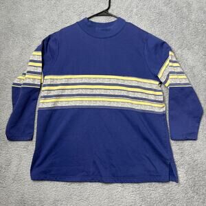 Vintage All American Comfort Sweatshirt Adult Large Blue Striped Pullover